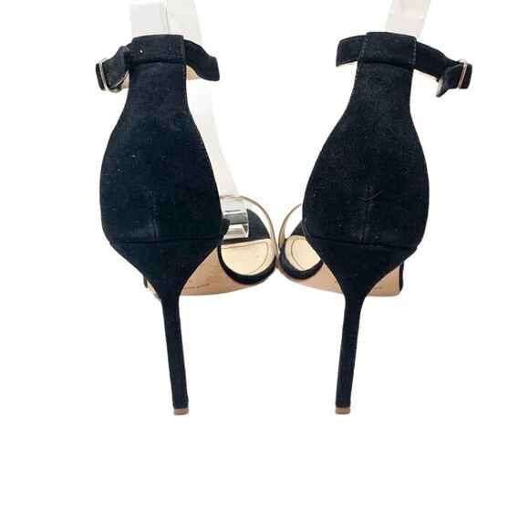 Manolo Blahnik Chaos High Heels in Two Tone Black Suede Tan 105 MM Sandals 39.5 - Picture 5 of 9